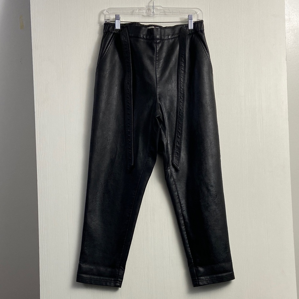 ASOS Black Faux Leather Cropped Pants